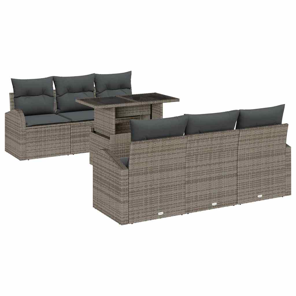 Garten-Sofa-Set 7 pcs Grau 100 x 55 x 73 cm Poly Rattan